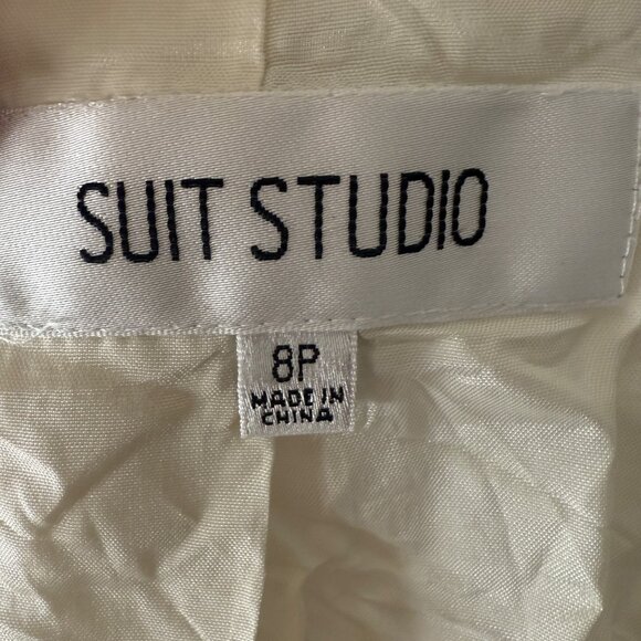 Suit Studio Ivory Blazer Jacket With Embroidered Waistband Womens 8P - Picture 5 of 6